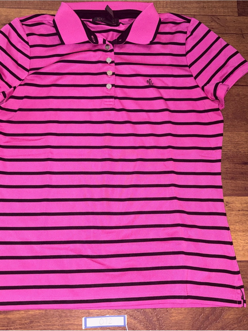 Lauren Ralph Lauren Pink & Black Striped Polo Shirt